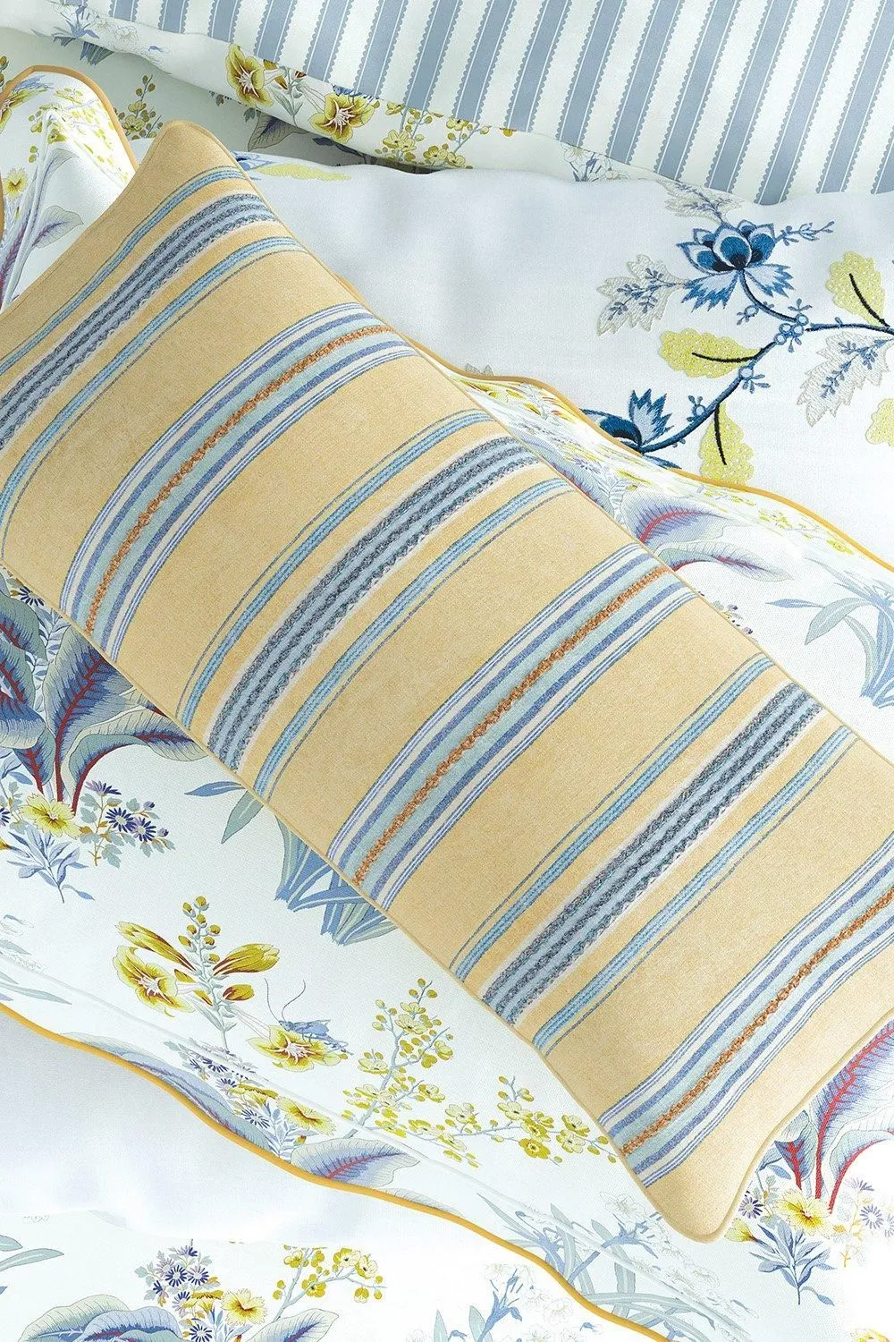 Sanderson 'Enys Garden' Cotton Cushion in Mustard 2