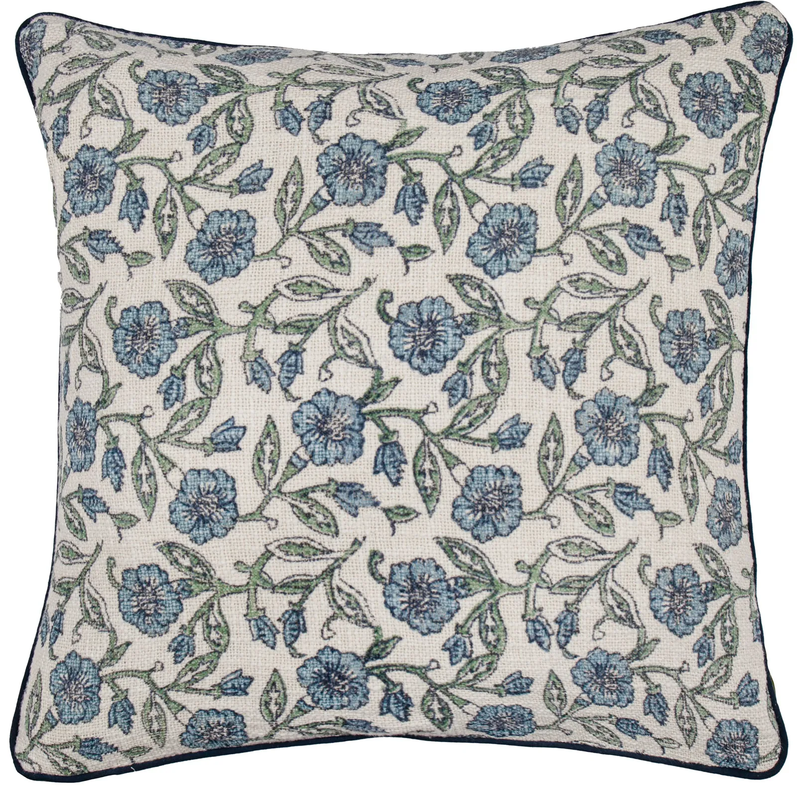 Paoletti Delphine Floral 100% Cotton Cushion in Mid Blue 2