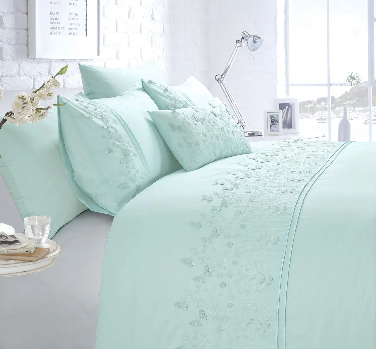 Rapport Home Papillon Boudoir Filled Cushion (50x30 cm) in Duck Egg Blue 1