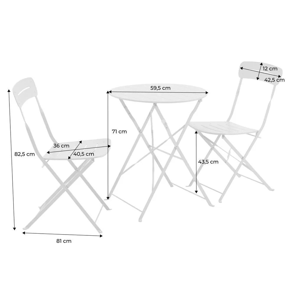 sweeek Round bistro garden table, steel, folding + 2 chairs in Pink 5