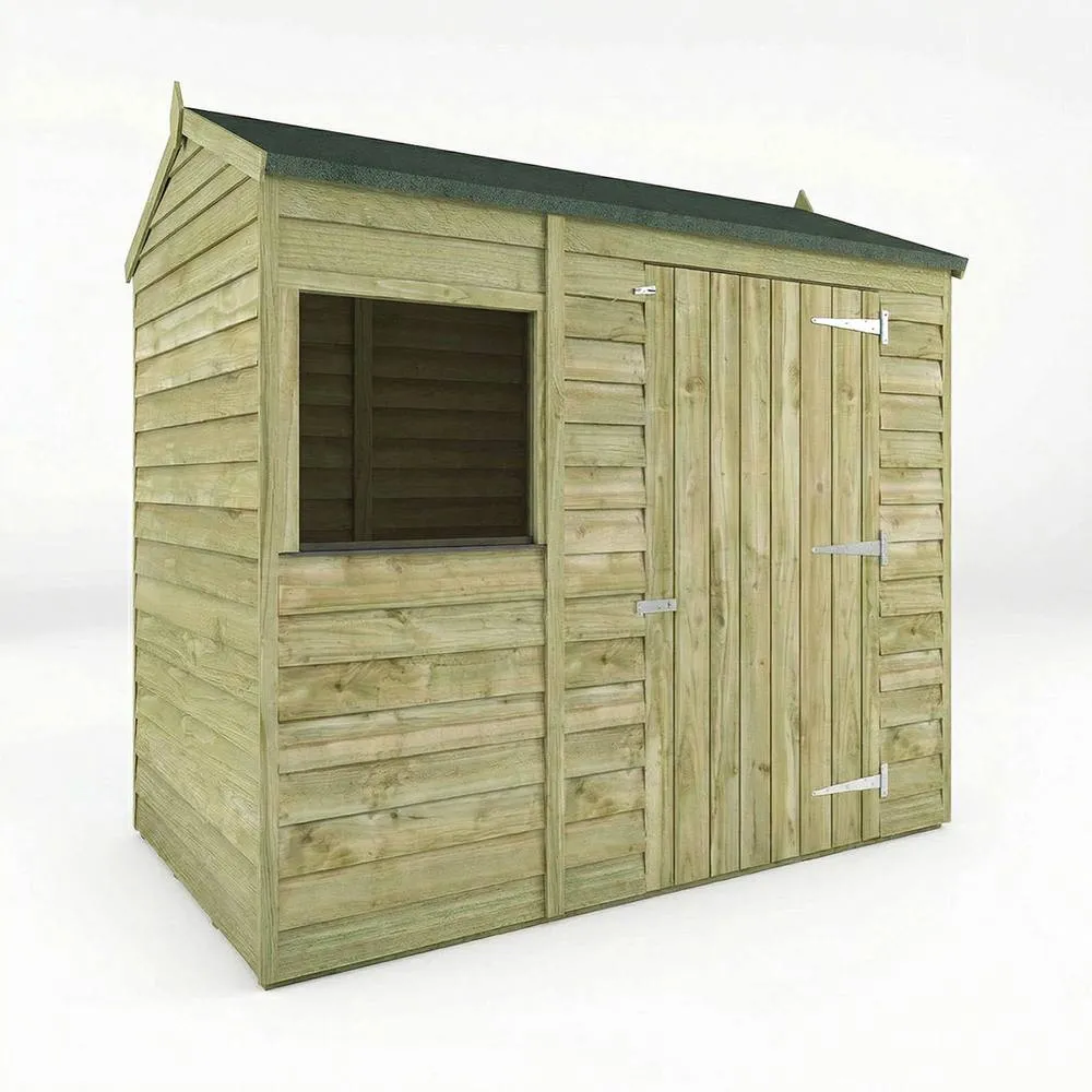 Mercia 6 x 4 Feet Overlap Reverse Apex Shed - L131.3 x W181.8 x H208.3 cm in Brown