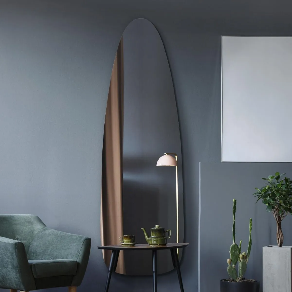 MirrorOutlet Frameless Pond Wall Mirror 71" X 24" (180x60CM) in Silver 6