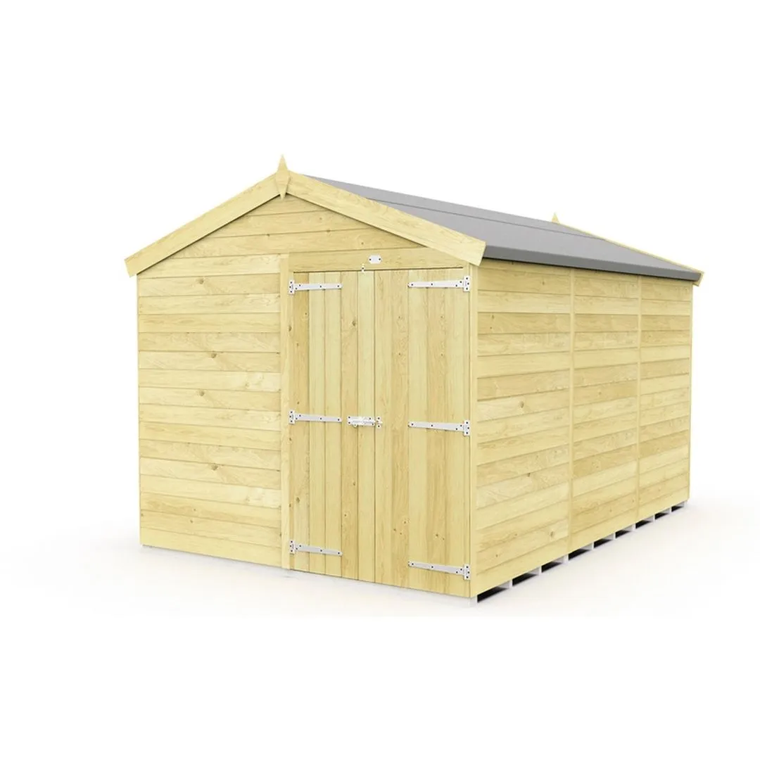 Buttercup Farm 8 x 12 Feet Apex Shed - Double Door W/O Window - L358 x W231 x H217 cm in Brown