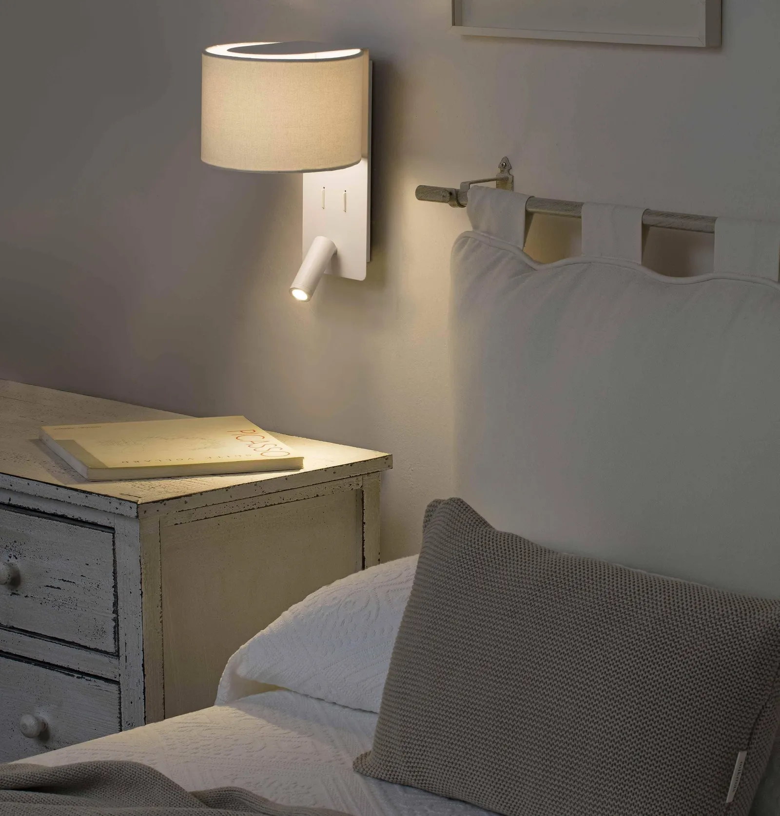 Netlighting Fold Wall Light White with Shade 1x E27 with Reading Light 3W 2