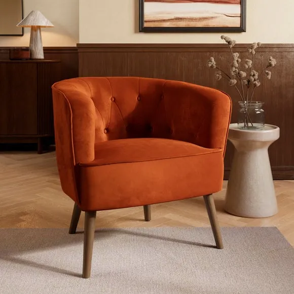 Cindi Button Back Velvet Tub Chair