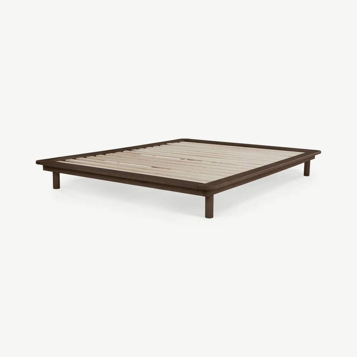 Kano Double Platform Bed, Walnut Stain Pine