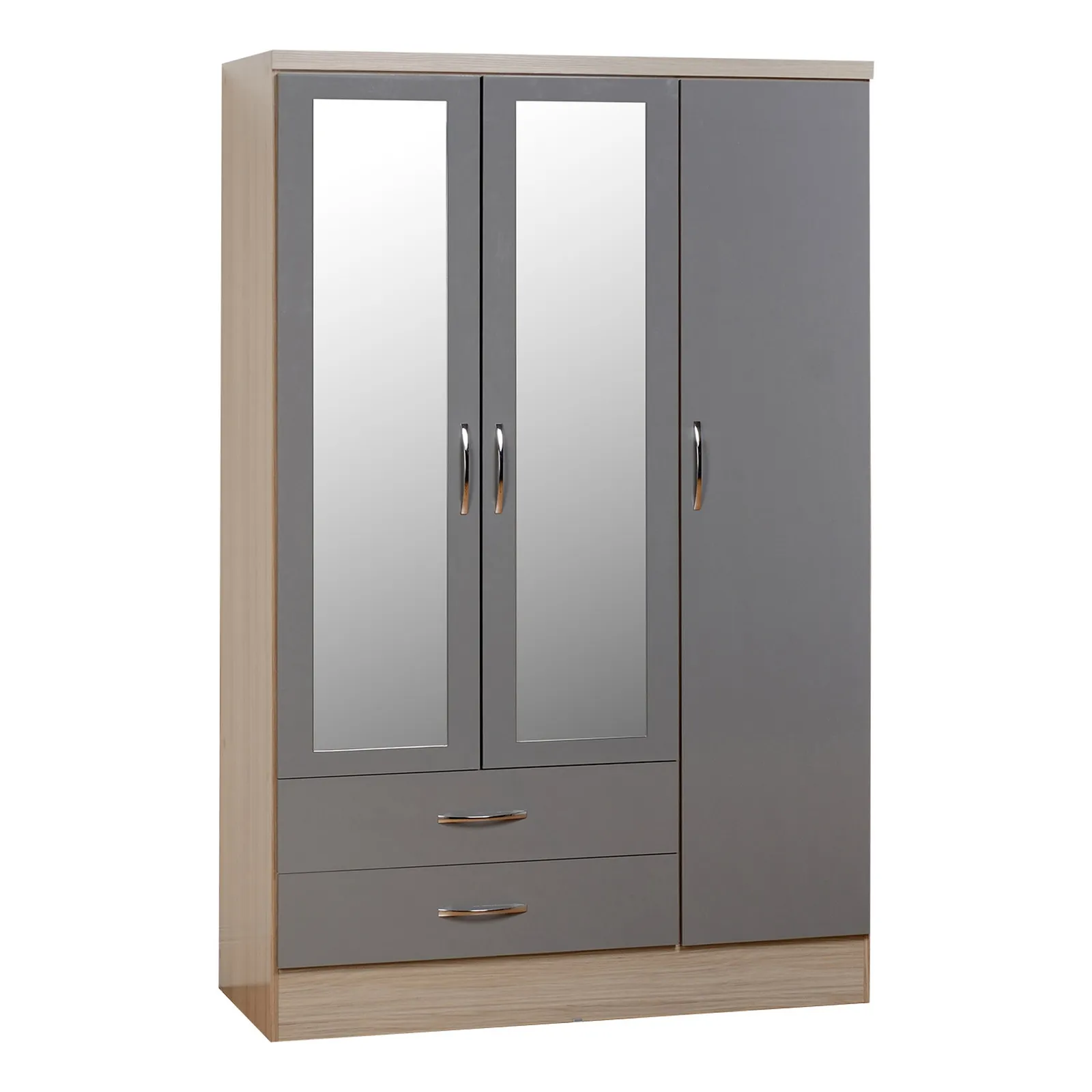 Nevada Triple 2 Drawer Wardrobe, Mirrored 1