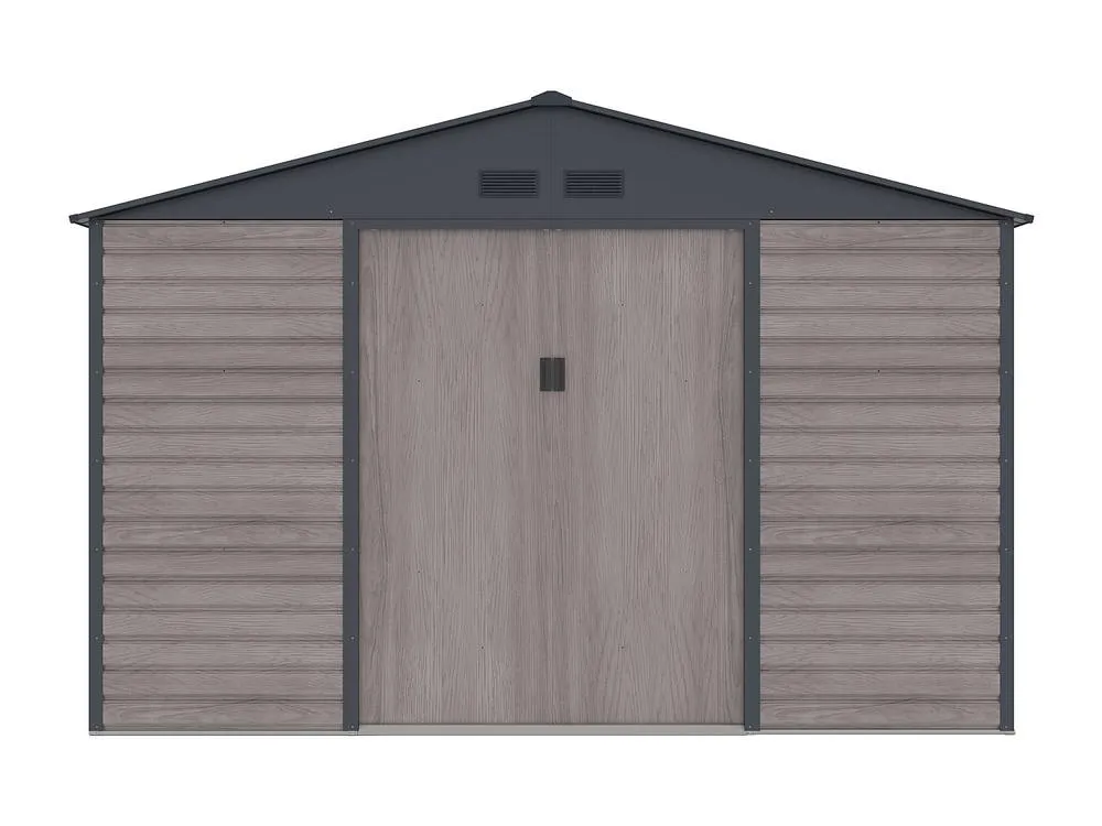 Vente-unique Galvanised Steel Garden Shed - Grey Wood Effect - 13.12 M² - ADELMO 4