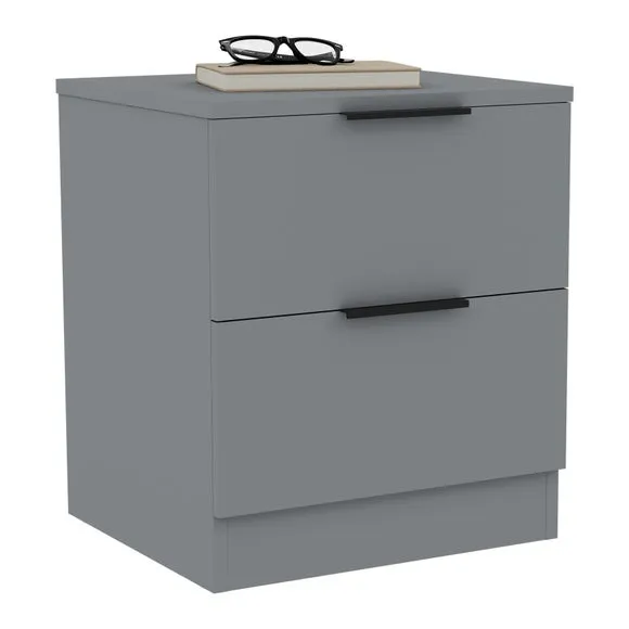 Return - Hayes 2 Drawer Bedside Table, Grey 5