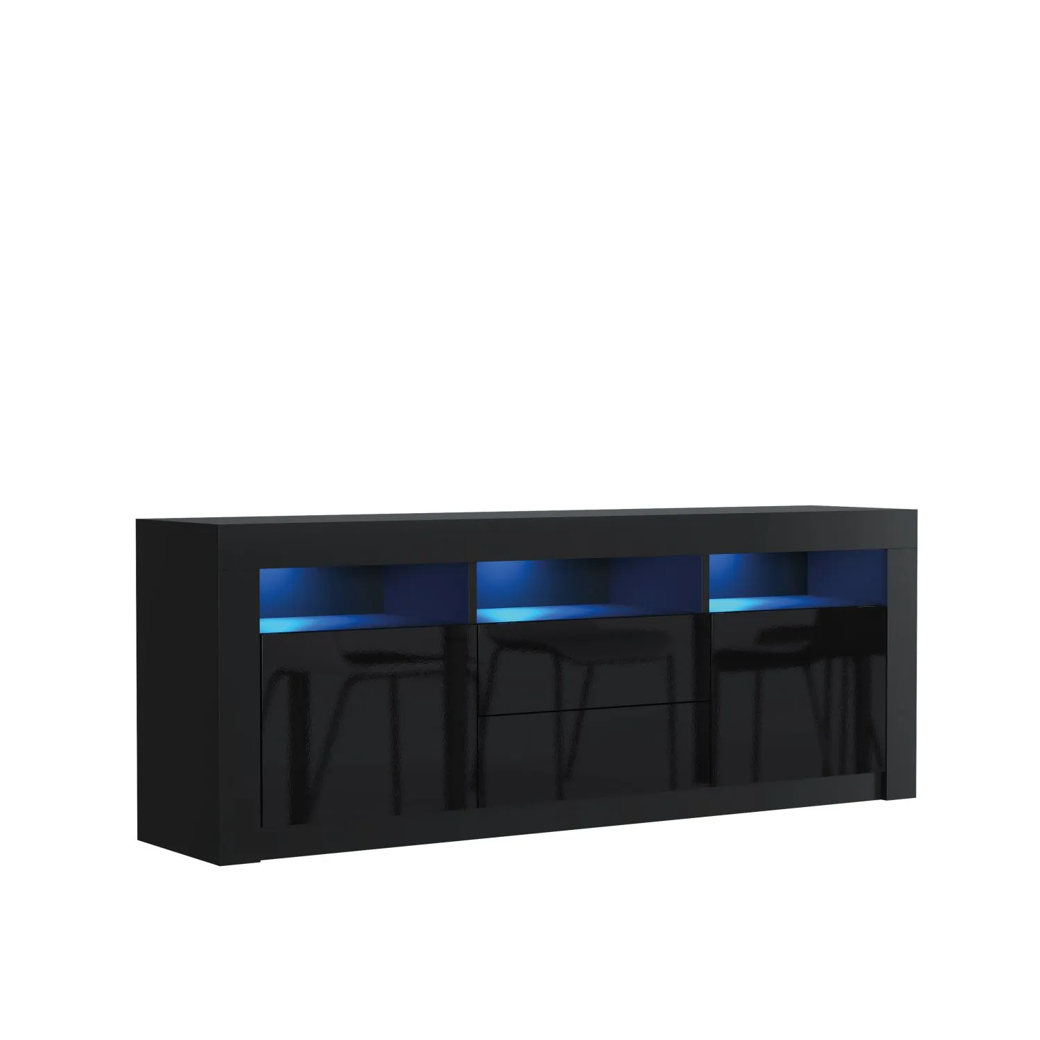 Creative Furniture Shine TV Unit 160cm - A Bright & Stylish Cabinet with Gloss Doors & LED Lights in Black 3