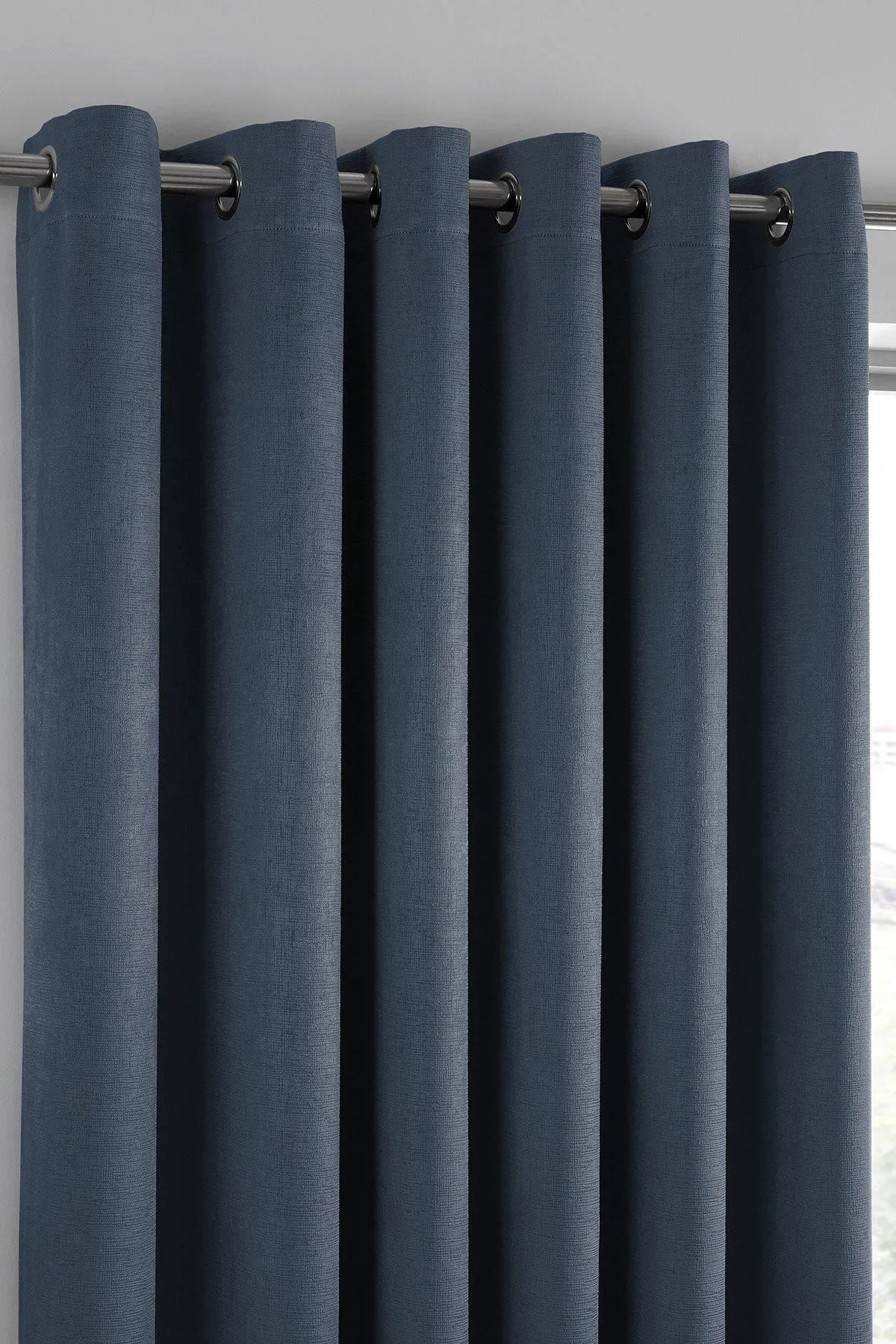 Fusion 'Strata' Triple-Woven Dimout Eyelet Curtains in Navy 2