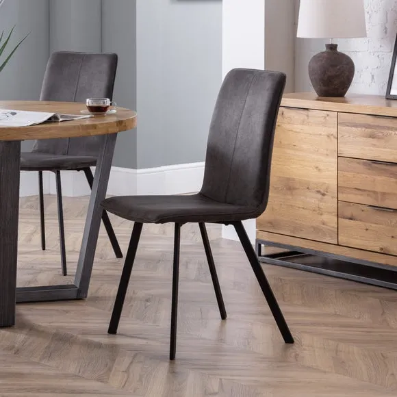 Monroe Set of 2 Dining Chairs, Charcoal Faux Linen