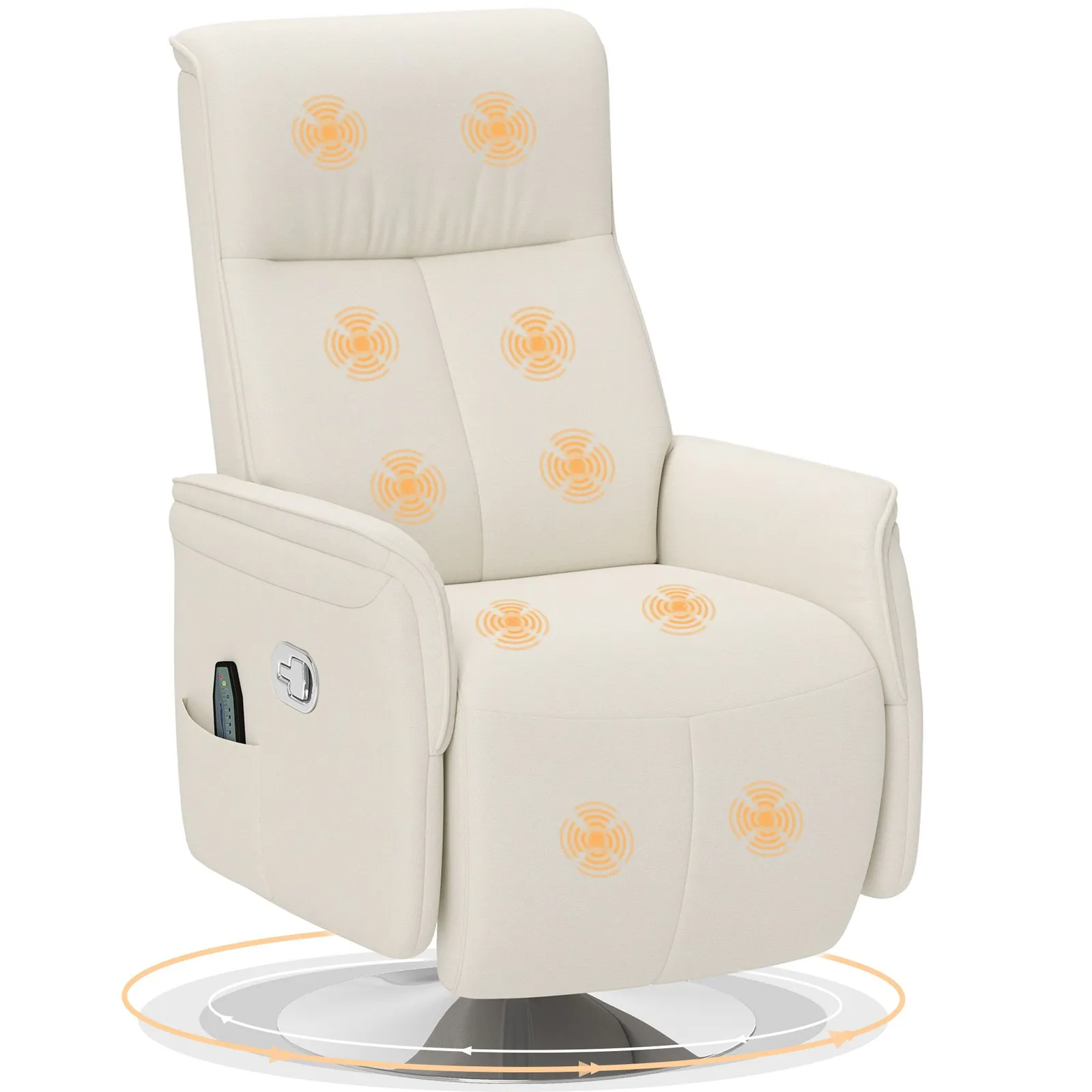 HOMCOM Massage Reclining Chair with Adjustable Backrest, Cream White 2