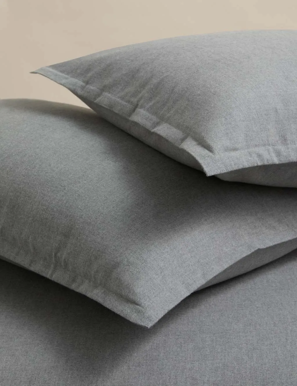 M&S 2 Pack Brushed Cotton Marl Pillowcases Grey Marl