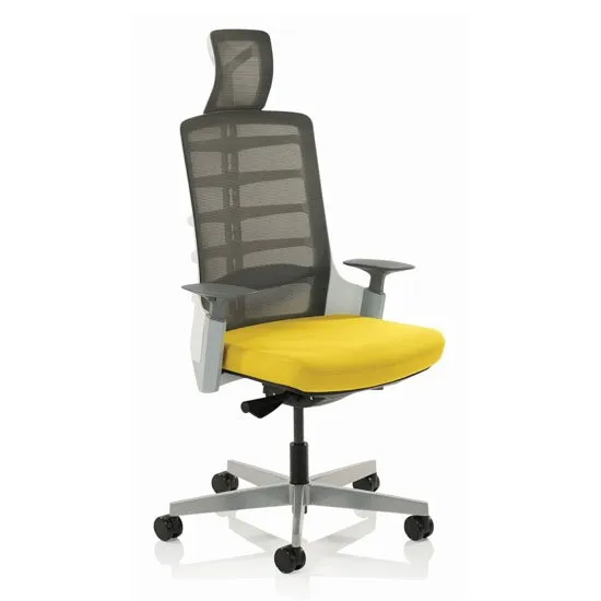 Exo Charcoal Grey Back Office Chair With Senna Yellow Seat