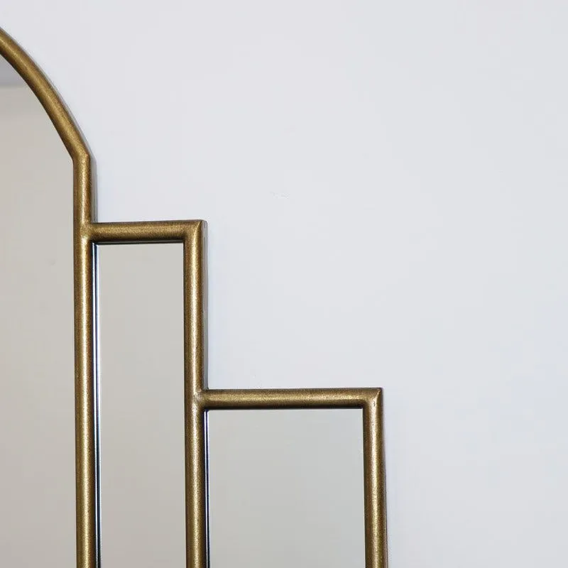 Melody Maison Large Gold Art Deco Arch Fan Mirror 80cm X 65cm 5
