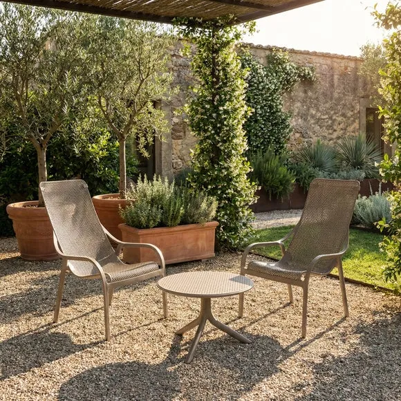 Nardi Step Low Round Table with 2 Net Lounge Chairs 1