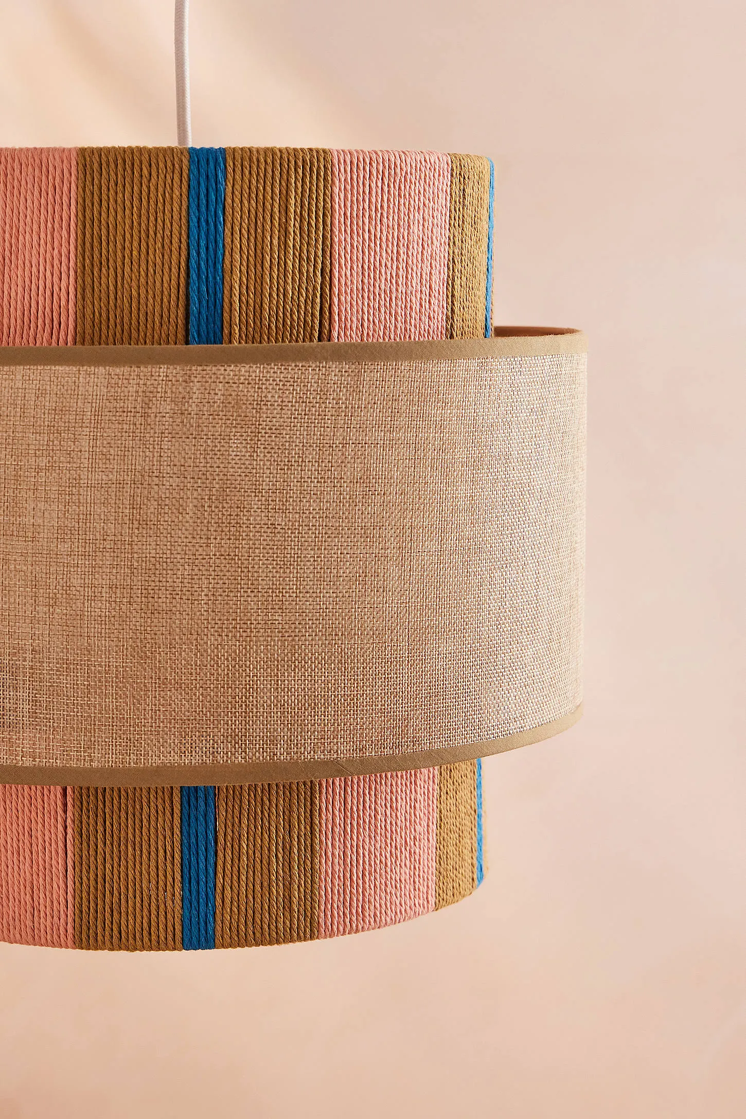 Striped Woven Lamp Shade - Pink 3