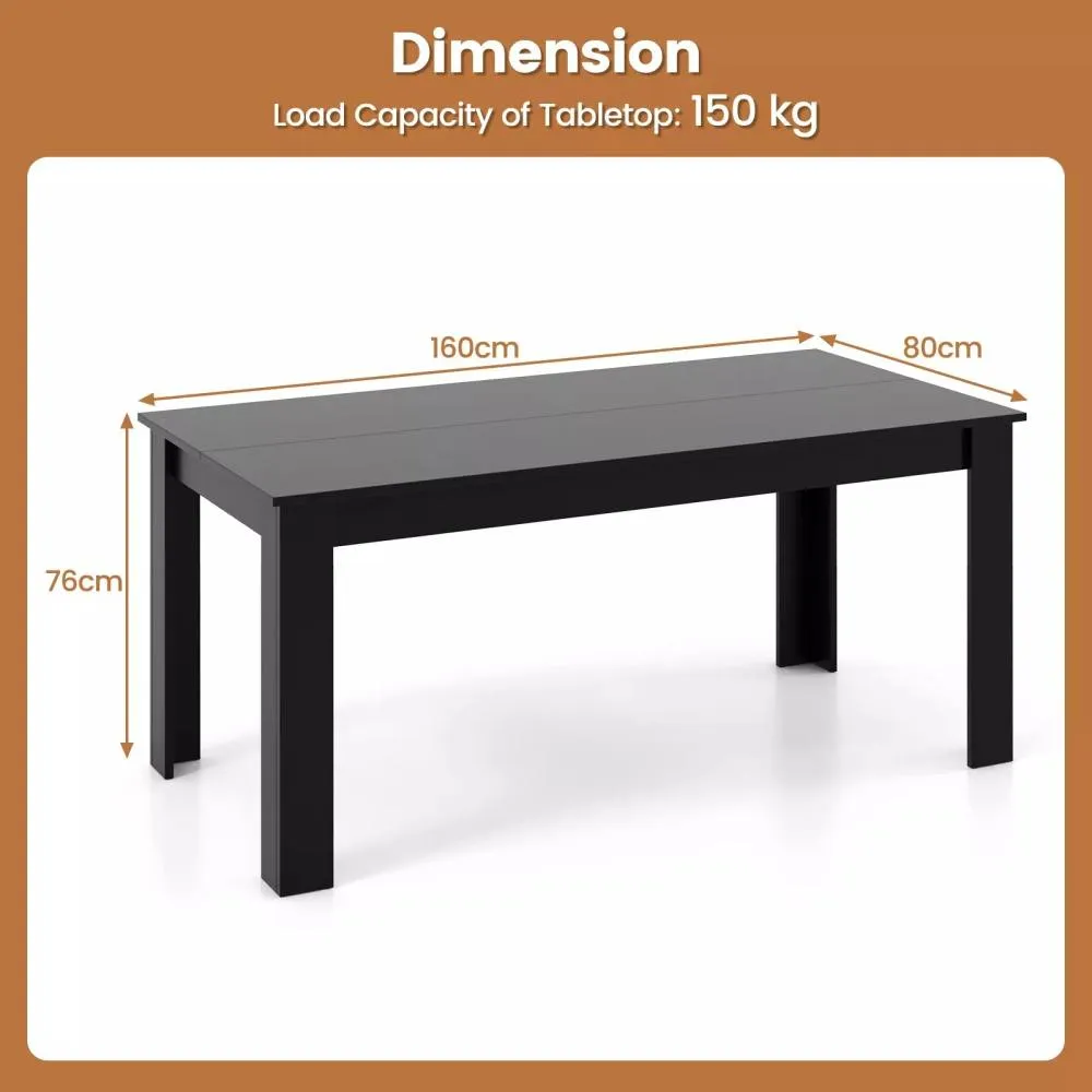Costway 160 CM Rectangular Dining Table Modern 8 people Kitchen Table in Black 2
