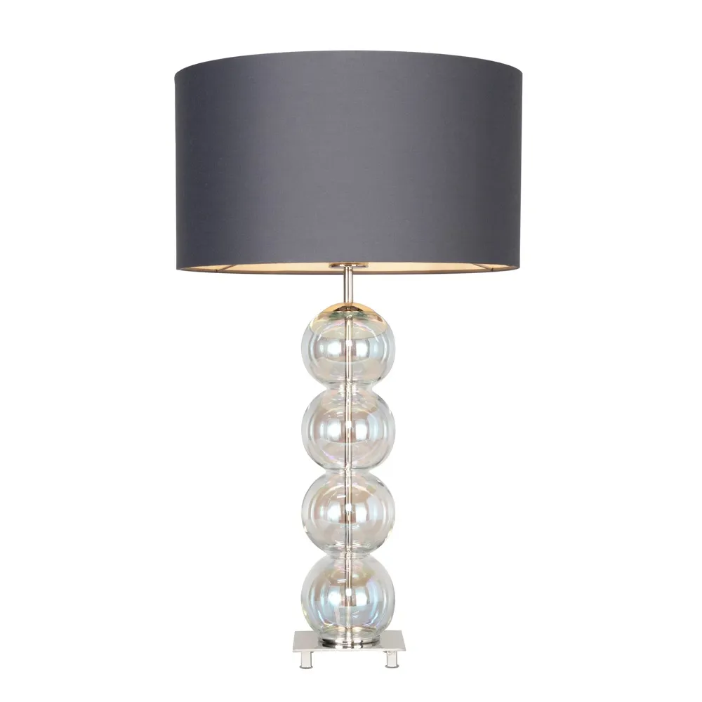 Metro Ball Stacked Table Lamp with Iridescent Glass Base, Nickel