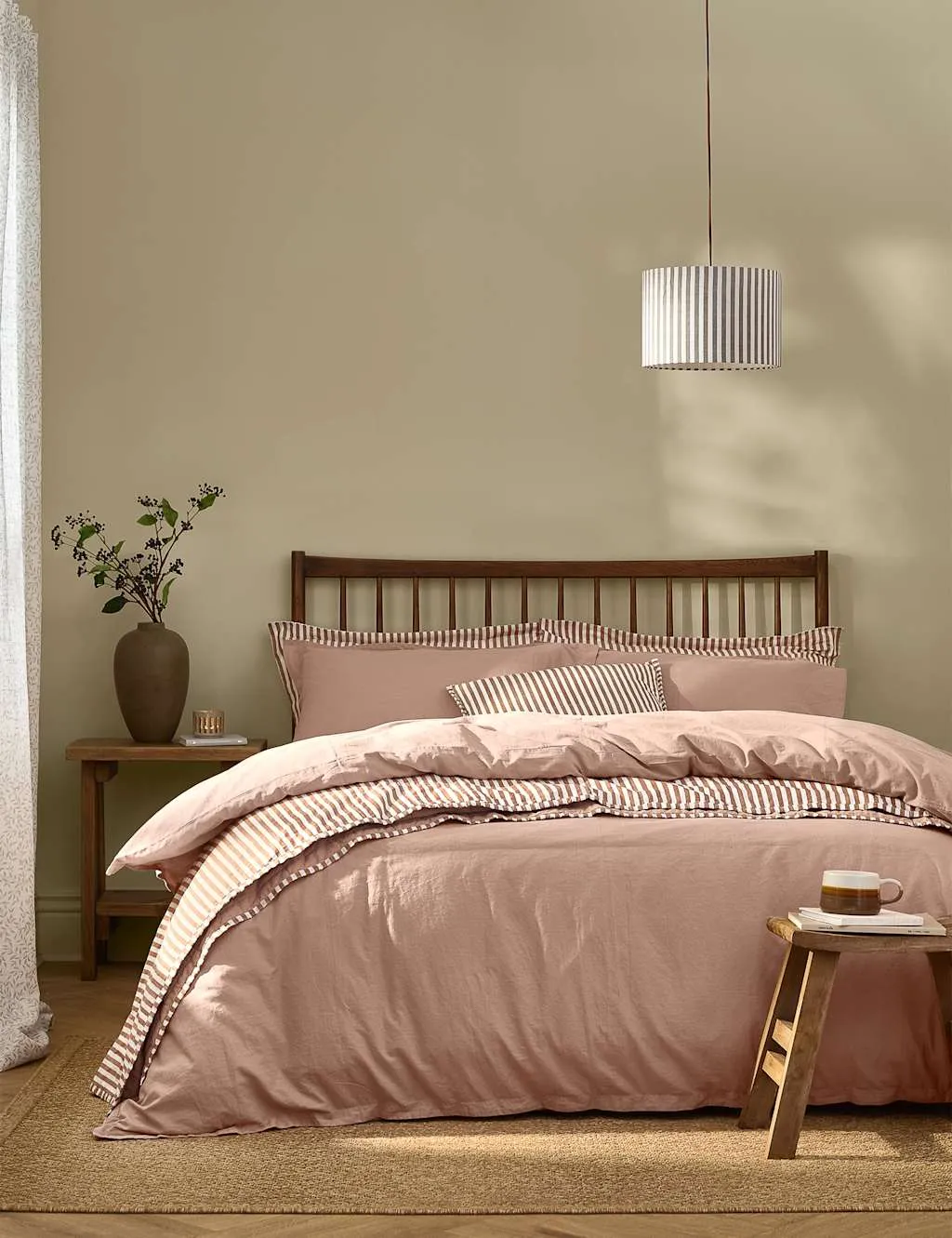 YARD Pure Cotton Percale Hebden Bedding Set Pink