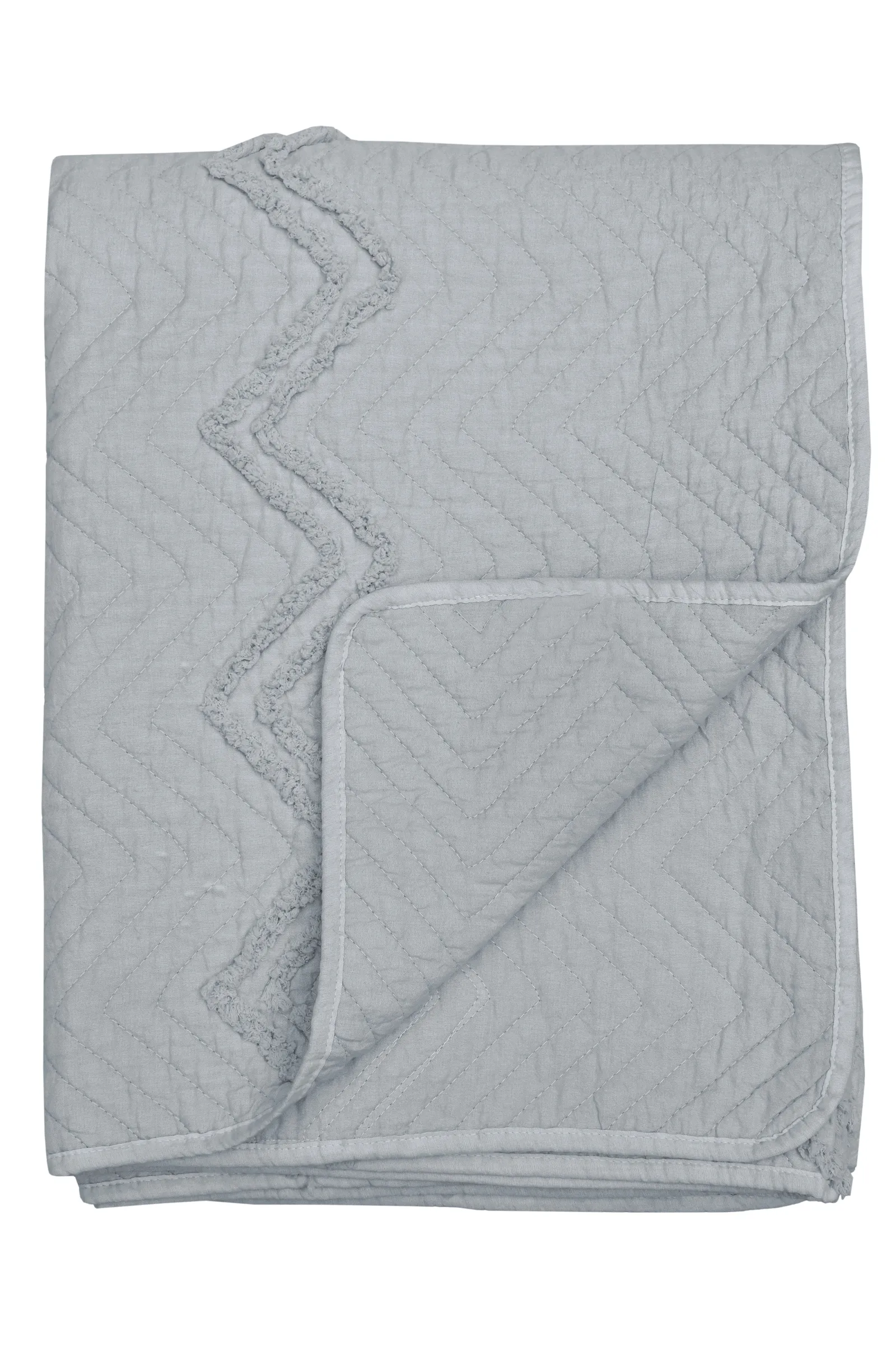 Smart Living Luxurious Zig-Zag Polyester Bedspread - Soft, Stylish, & Durable in Grey 2