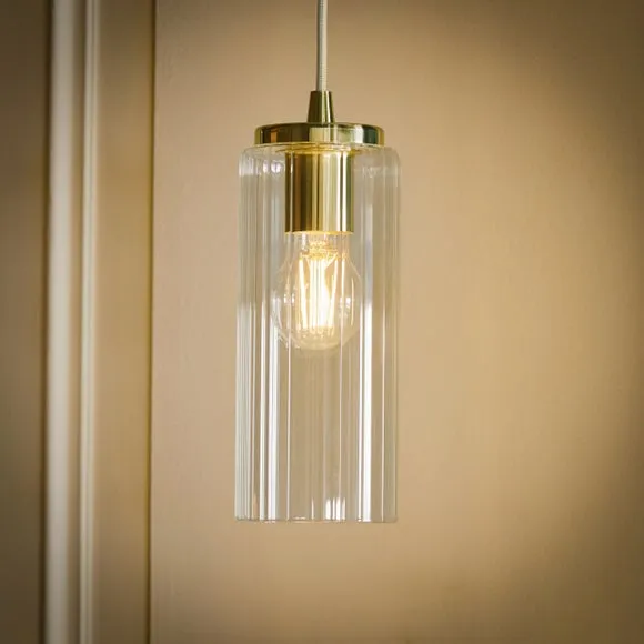 Dorma Henstone Ribbed Adjustable Pendant Light 2