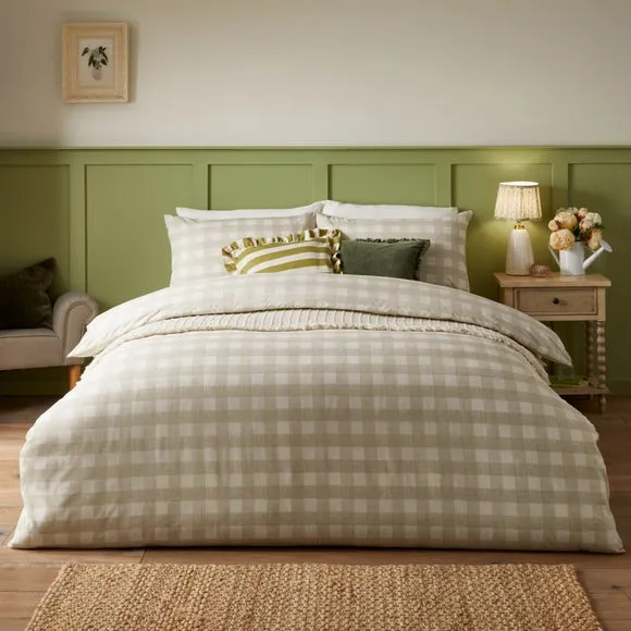 Riviera Hartsford Check 144 Thread Reversible Duvet Cover & Pillowcase Set 1