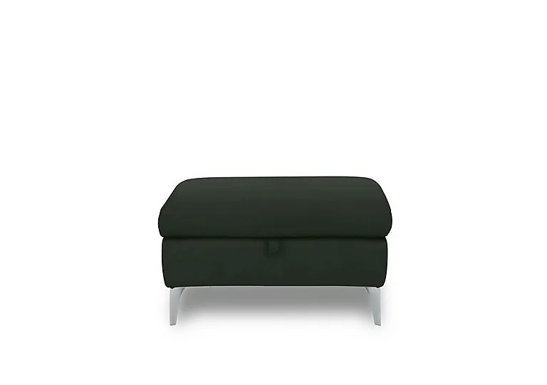 Vino Leather Storage Footstool - Oslo Pine
