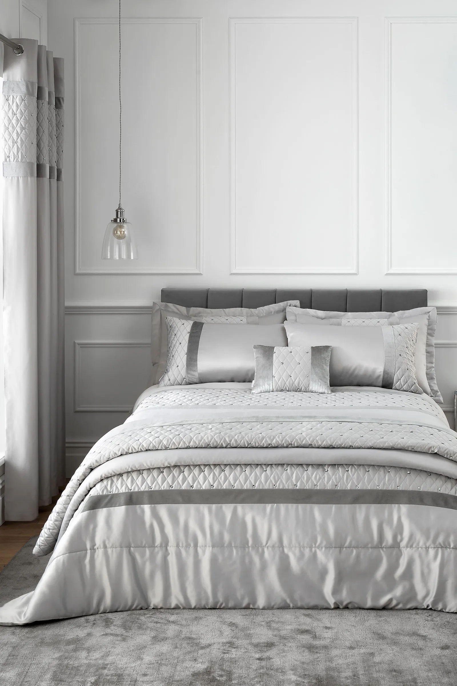 Catherine Lansfield 'Sequin Cluster' Bedspread in Grey