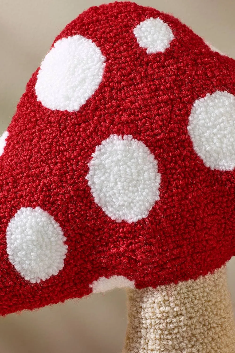 Catherine Lansfield 'Woodland Crochet Mushroom' 3D Shaped Cushion in Red 2