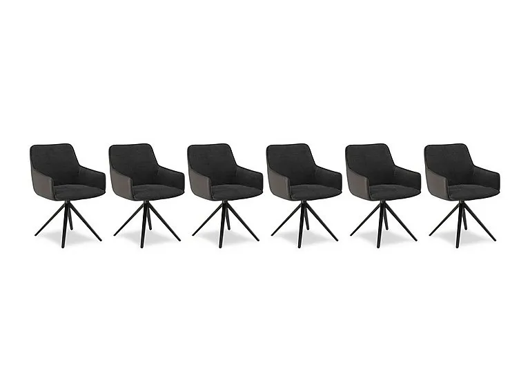 Jose Set of 6 Swivel Dining Arm Chairs - Anthracite