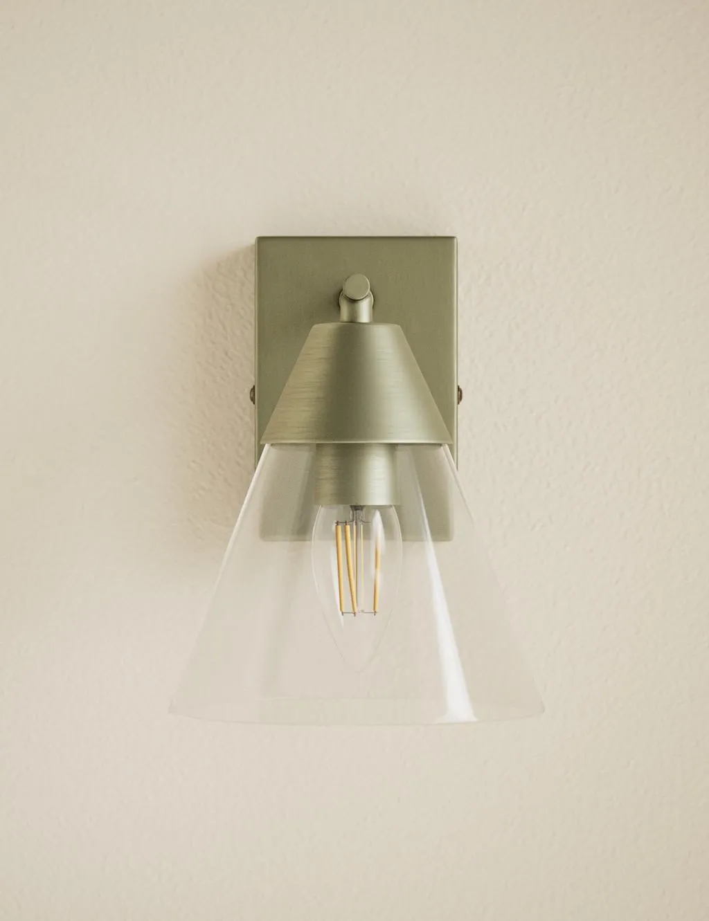 M&S Square Base Cone Hinged Wall Light Antique Brass