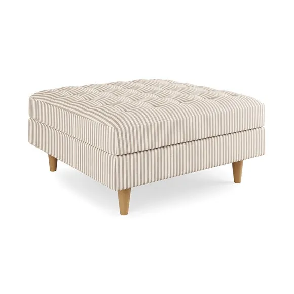 Zoe Pinstripe Fabric Square Storage Footstool 6