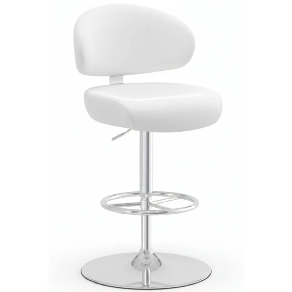 netfurniture Jamaica Height Adjustable Bar Stool White PVC Padded Seat
