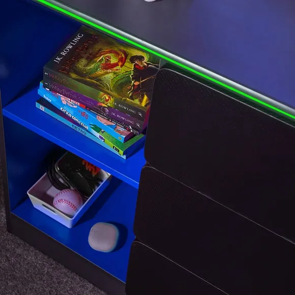 X Rocker Carbon Tek Chest of Drawers with Neo Fibre LED 3