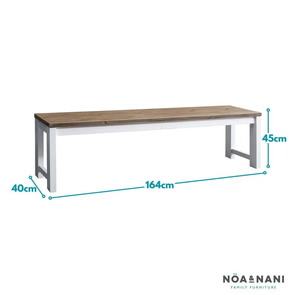 Nöa and Nani Hever Bench in White and Dark Pine 5
