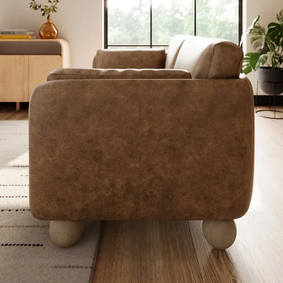 Armitage Soft Faux Leather 2 Seater Sofa with Ball Feet 3
