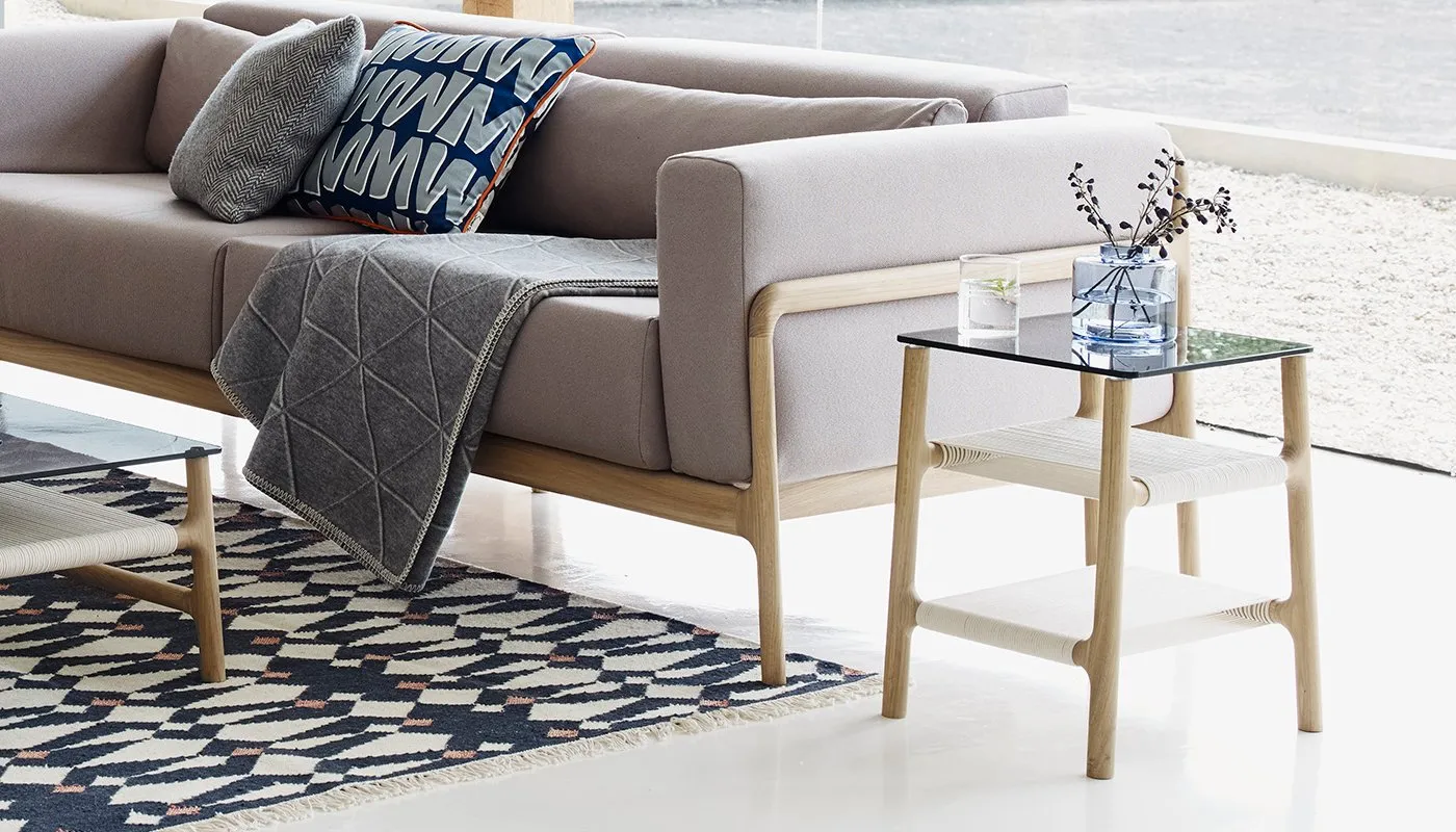 Gazzda Fawn Side Table Oak & Grey Glass