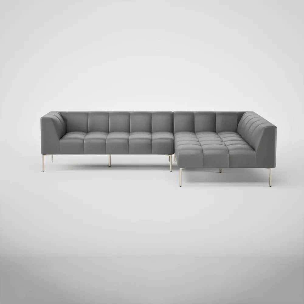 Heal's Quadro Right Hand Facing Chase Sofa Daino Leather Steel Stainless Steel Feet 2