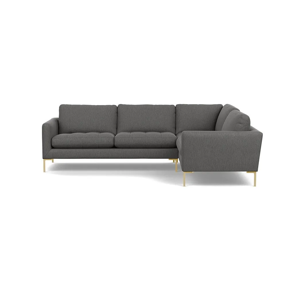 Heal's Eton Right Hand Facing Corner Sofa Smart Linen Mix Grey Brass Feet