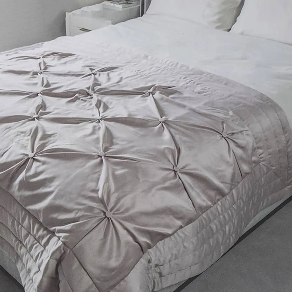 Voltico Buttoned Bedspread 140×200cm - Teal/Plum/Natural/Silver in Natural