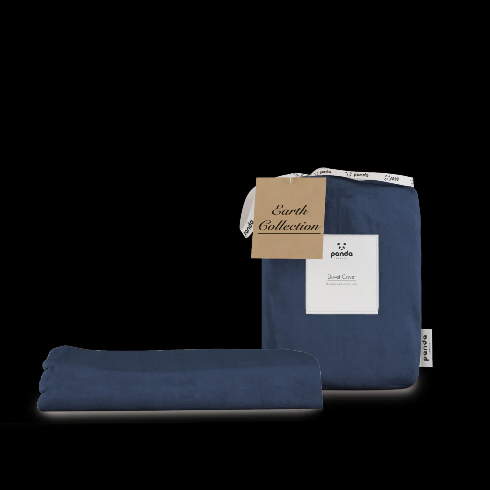 Panda London Panda Bamboo & French Linen Duvet Cover in Navy 2