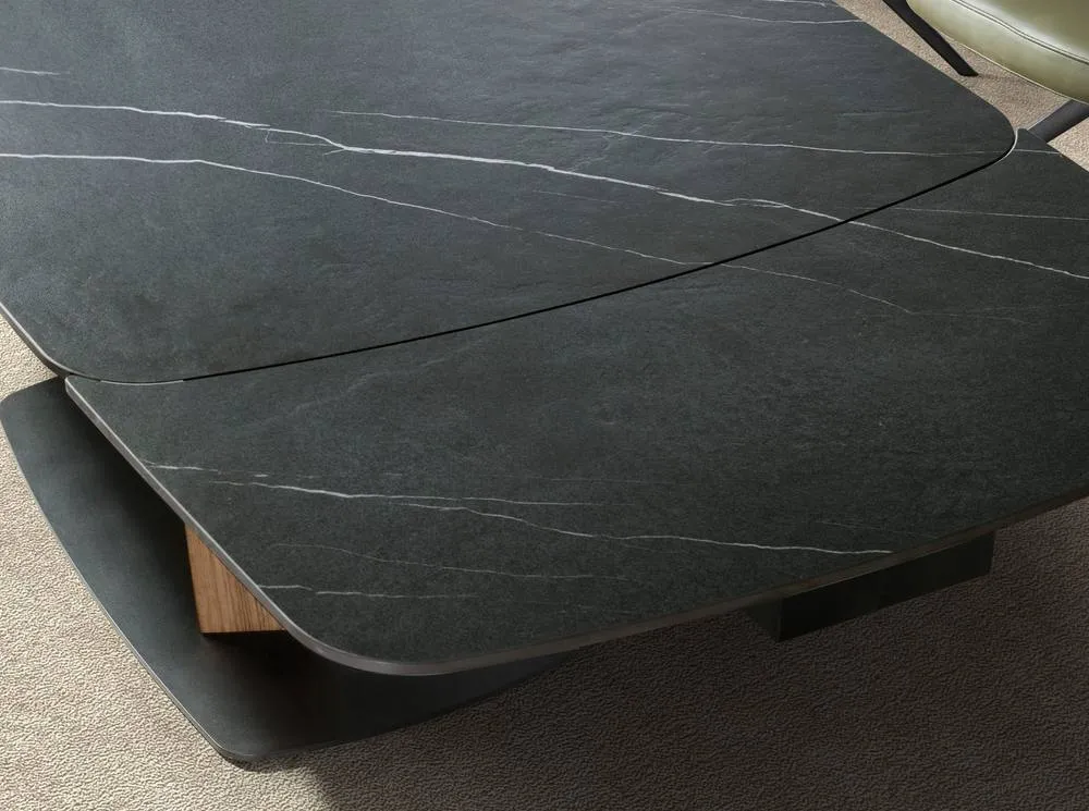 Angel Cerda Oval Extending Dining Table Black Porcelain Marble 5