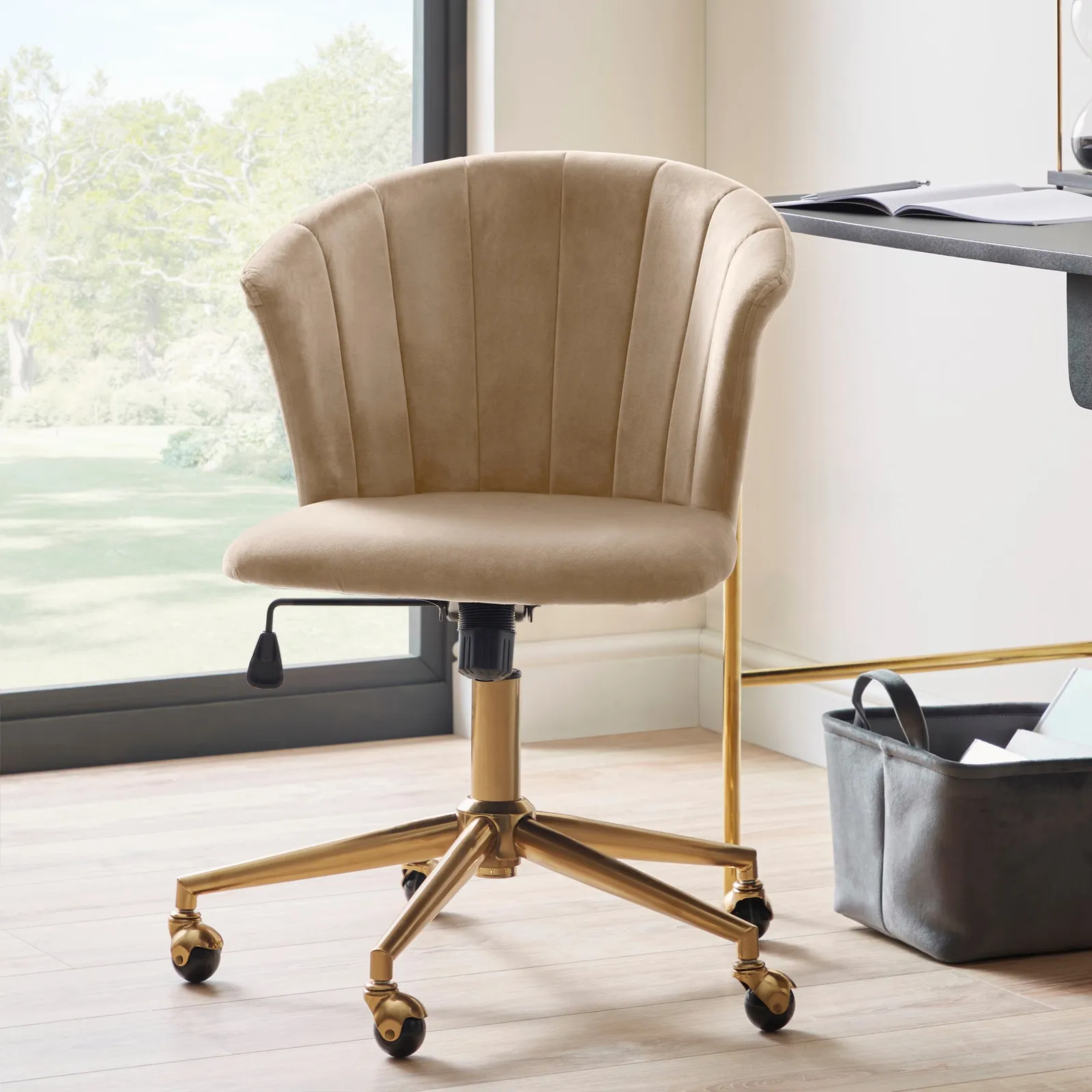 Kendall Velvet Office Chair Brown