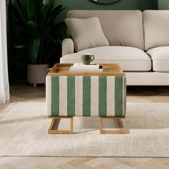 Holland Woven Stripe Square Tray Table Ottoman 2