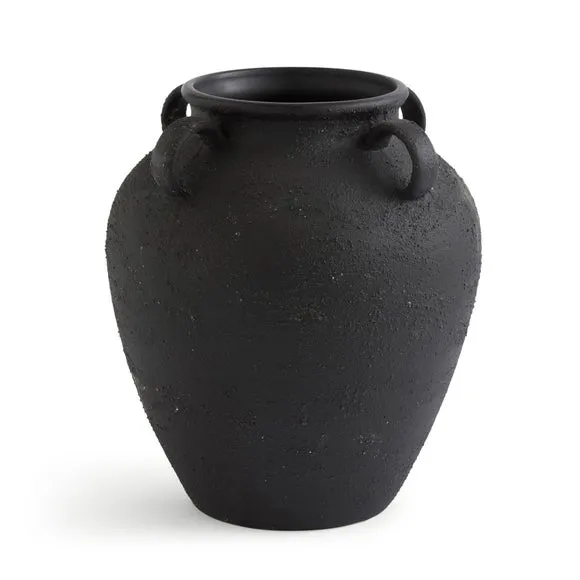 Large Black Textured Urn Vase 3