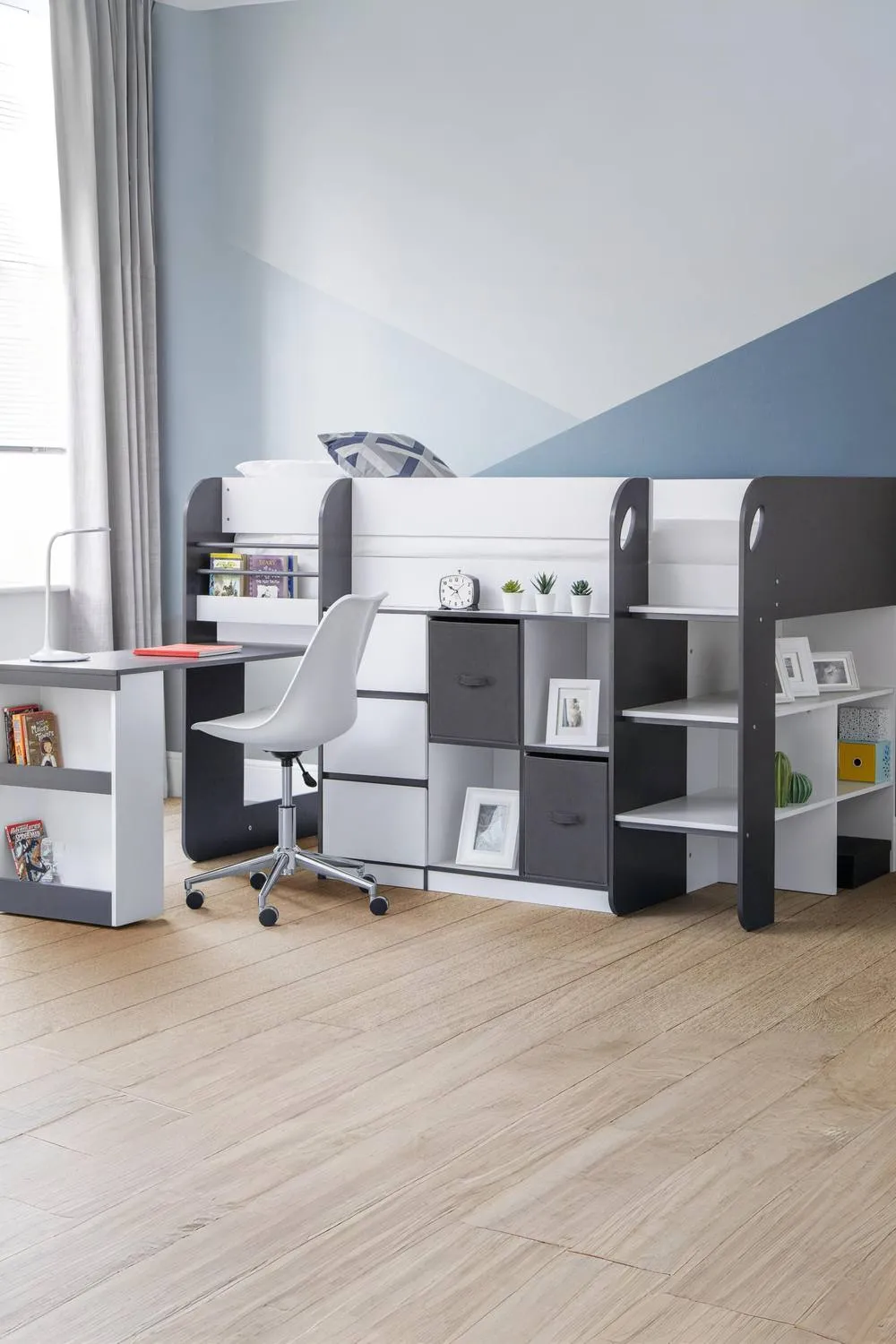 Julian Bowen Saturn Midsleeper Cabin Bed with Desk in White 2