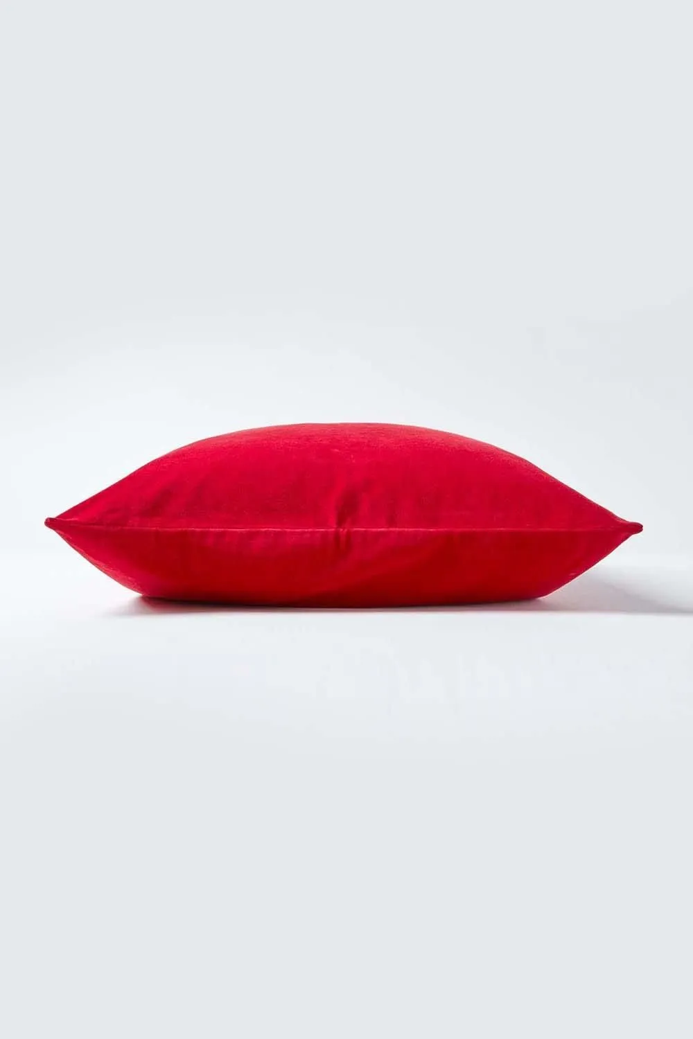 Homescapes Velvet Cushion Cover 100% Cotton, Soft & Machine Washable in Red 2