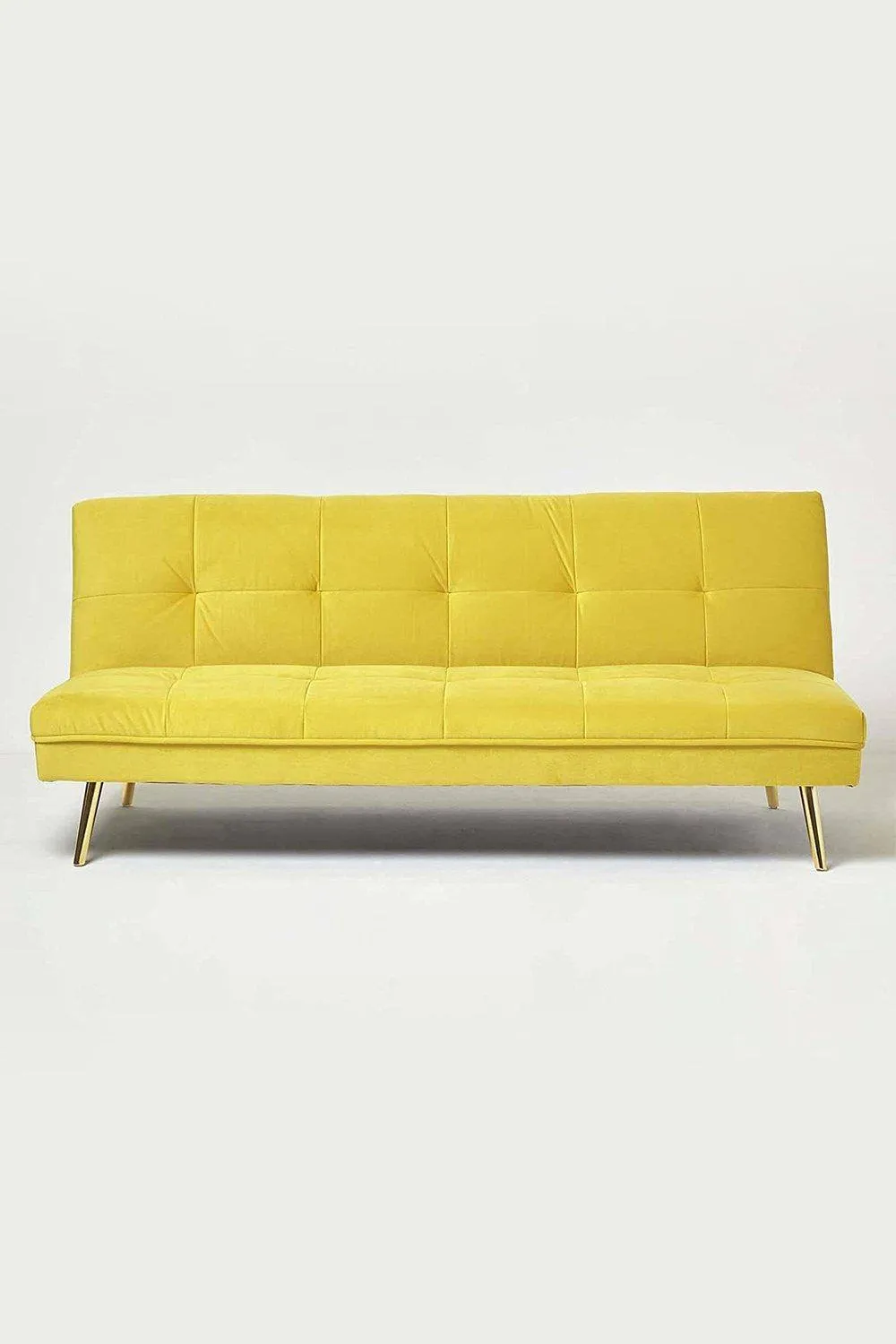 Homescapes Laurie Velvet Click Clack Sofa Bed in Yellow 1